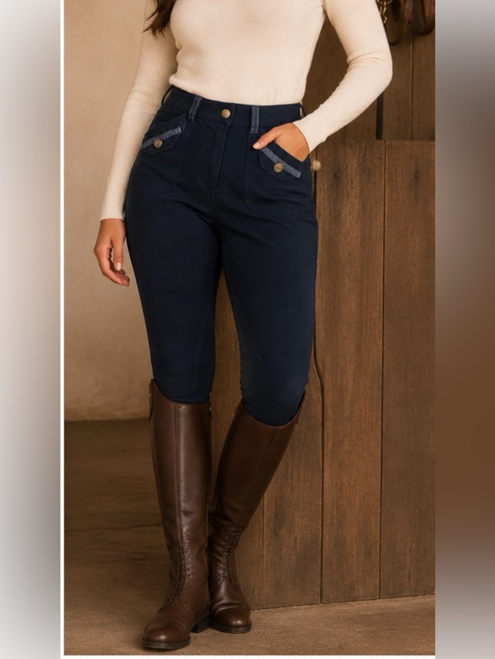 Lauria Garrelli Navy Full Seat Riding Breeches Women’s Size 28 Equestrian Pants